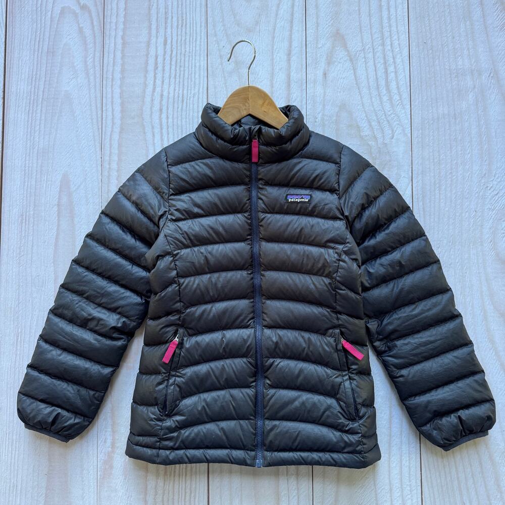 Patagonia Girls Size L 12 Duck Down Insulated Sweater Puffer Jacket Navy